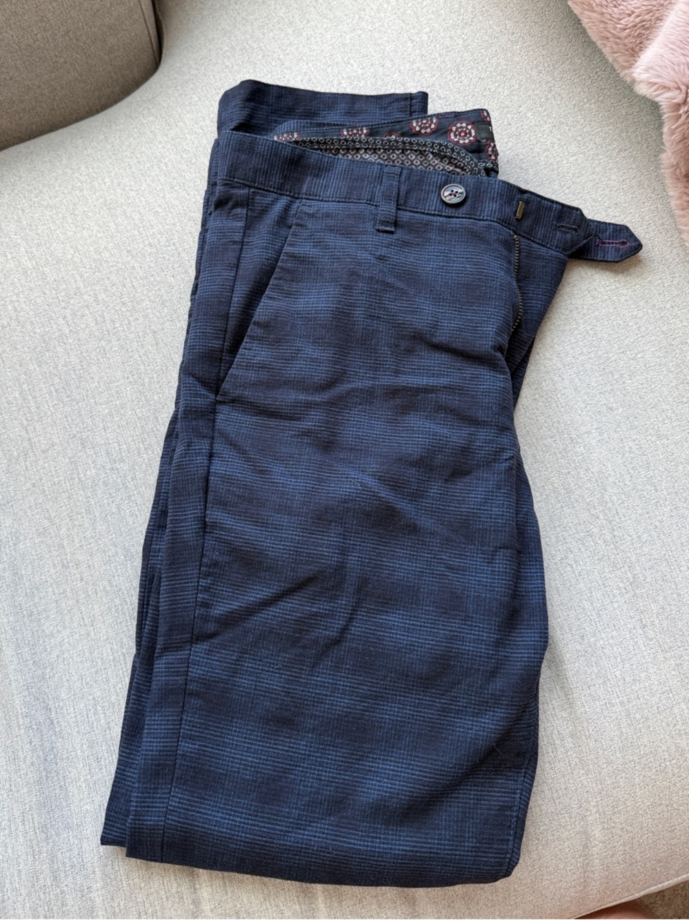 Ted Baker London Navy Textured Men's Dress Pants